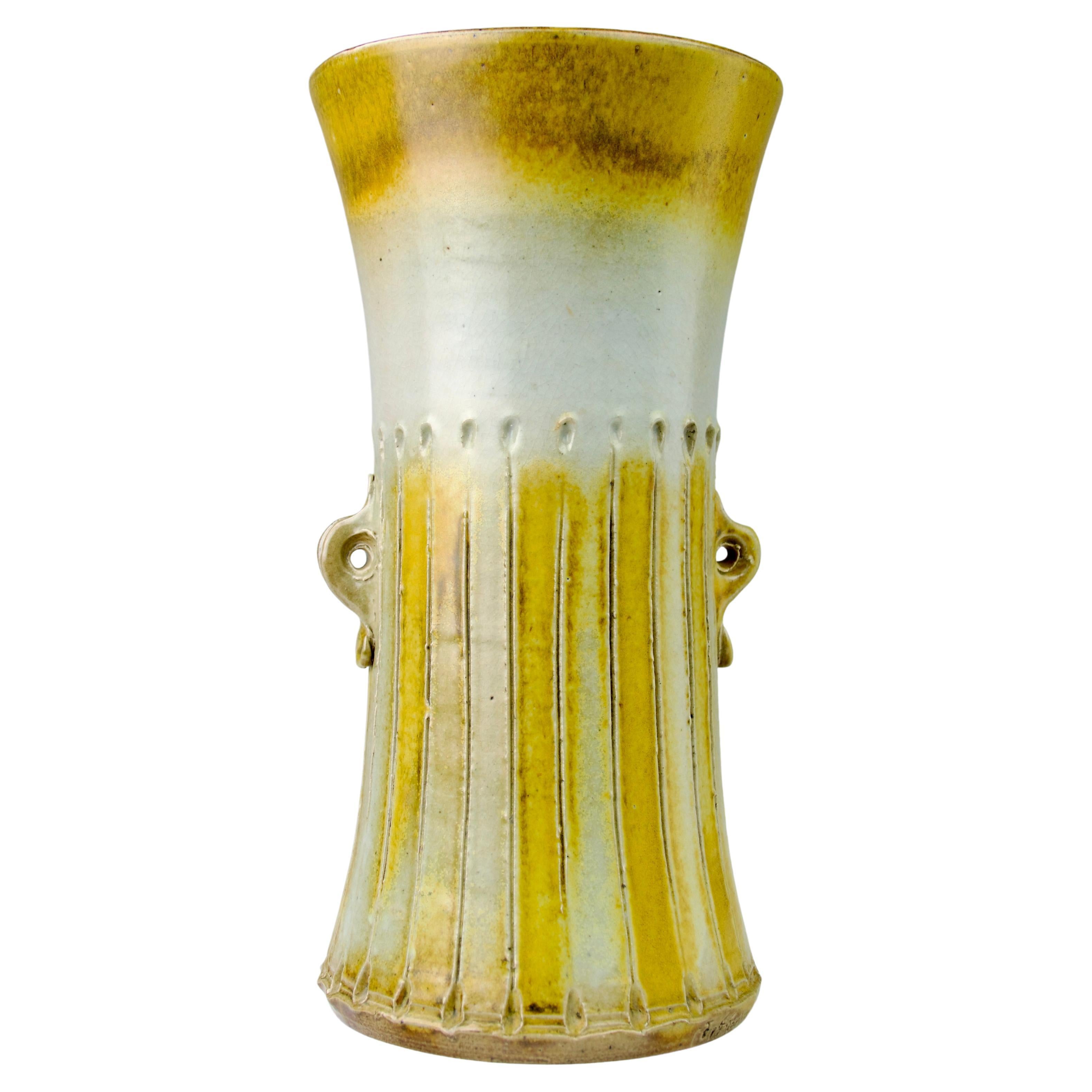 Gustave TIFFOCHE, Vase long, France Design fin 20ème siècle