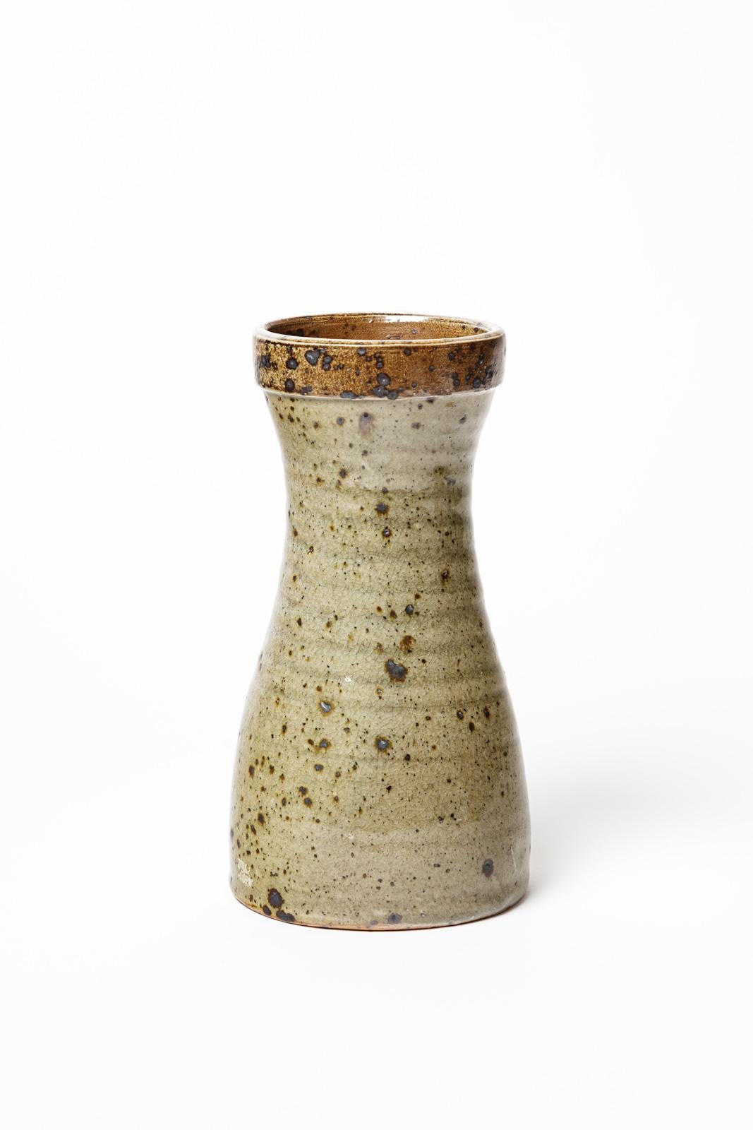 Gustave Tiffoche 20th Century Stoneware Diabolo Ceramic Vase, circa 1970 In Excellent Condition For Sale In Neuilly-en- sancerre, FR