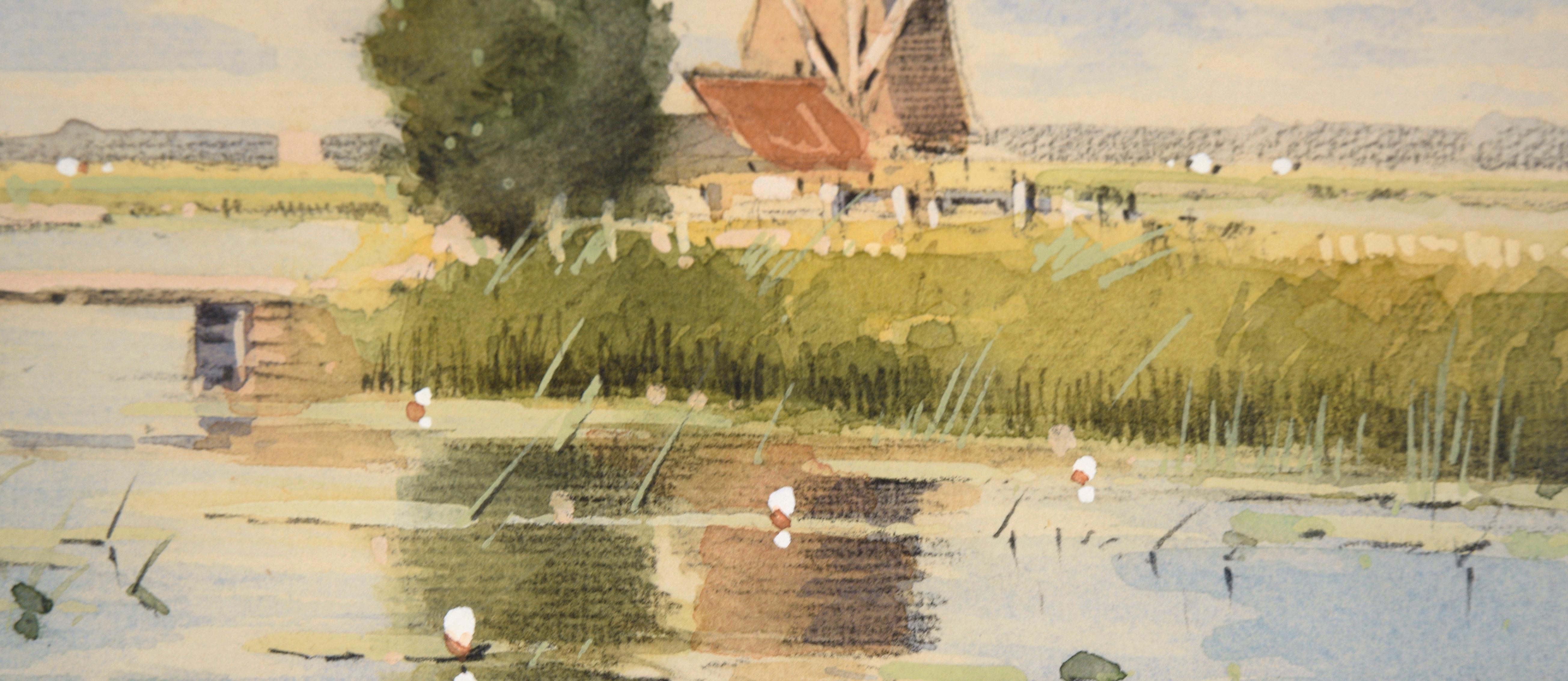 Dutch Windmill by the Pond, Landscape 1