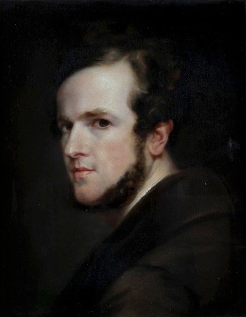 Gustave Wappers  Portrait Painting - A portrait of a young man 19th century oil on canvas