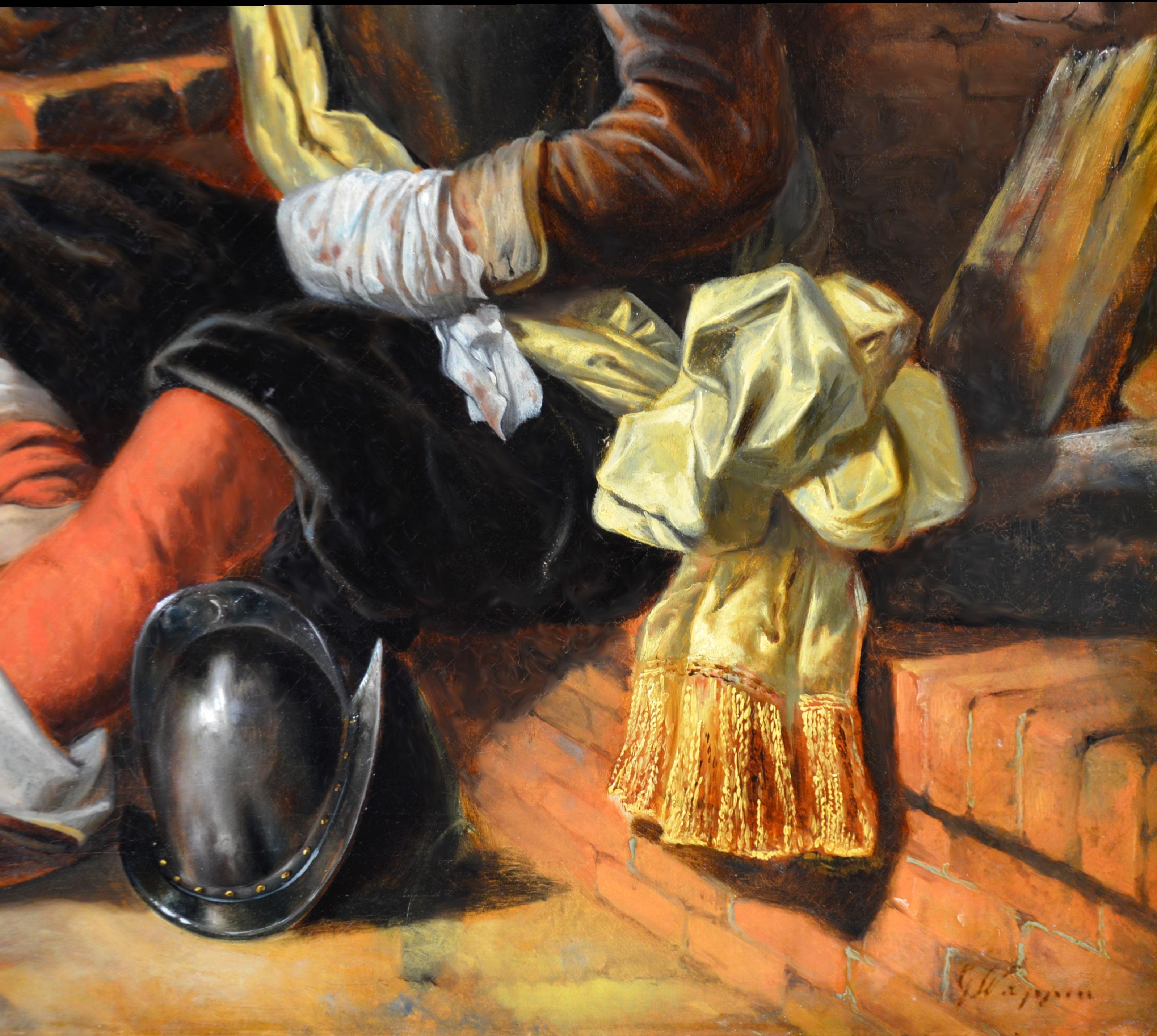The Wounded Cuirassier - 19th Century Military Oil Painting of Cavalry Soldier 1