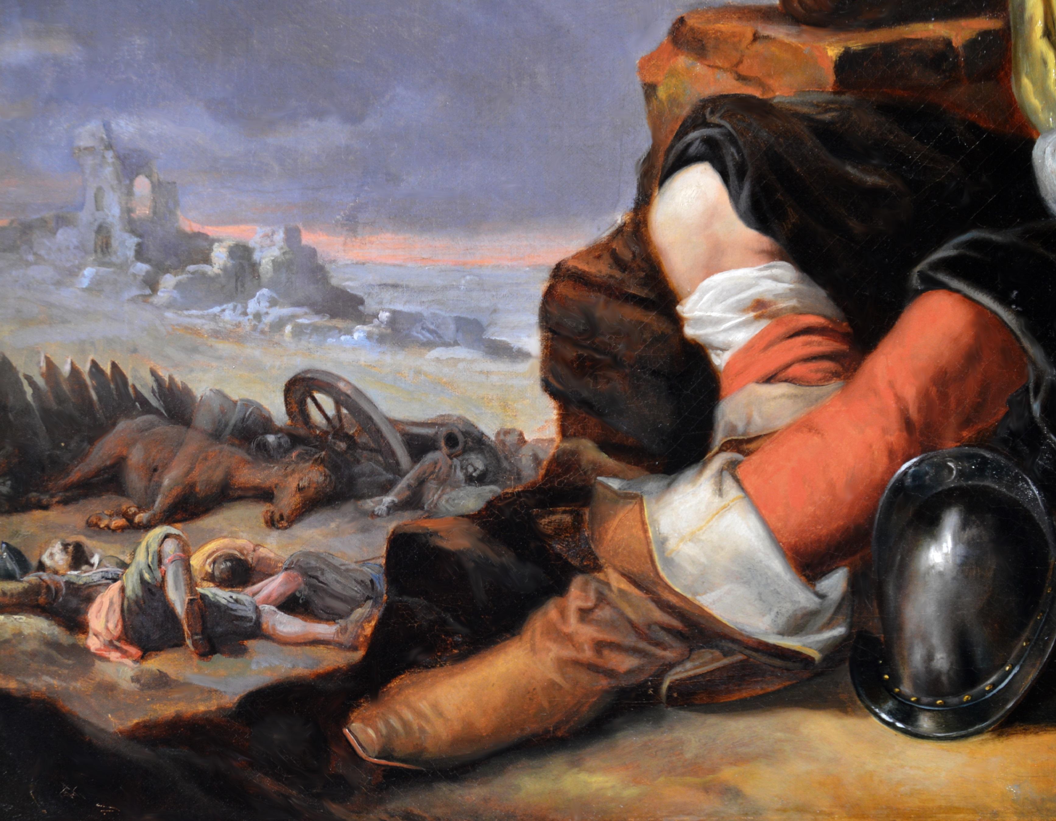 The Wounded Cuirassier - 19th Century Military Oil Painting of Cavalry Soldier 2