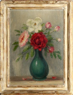 Blumenstillleben, Ölgemälde von Gustave Weigand, 1949