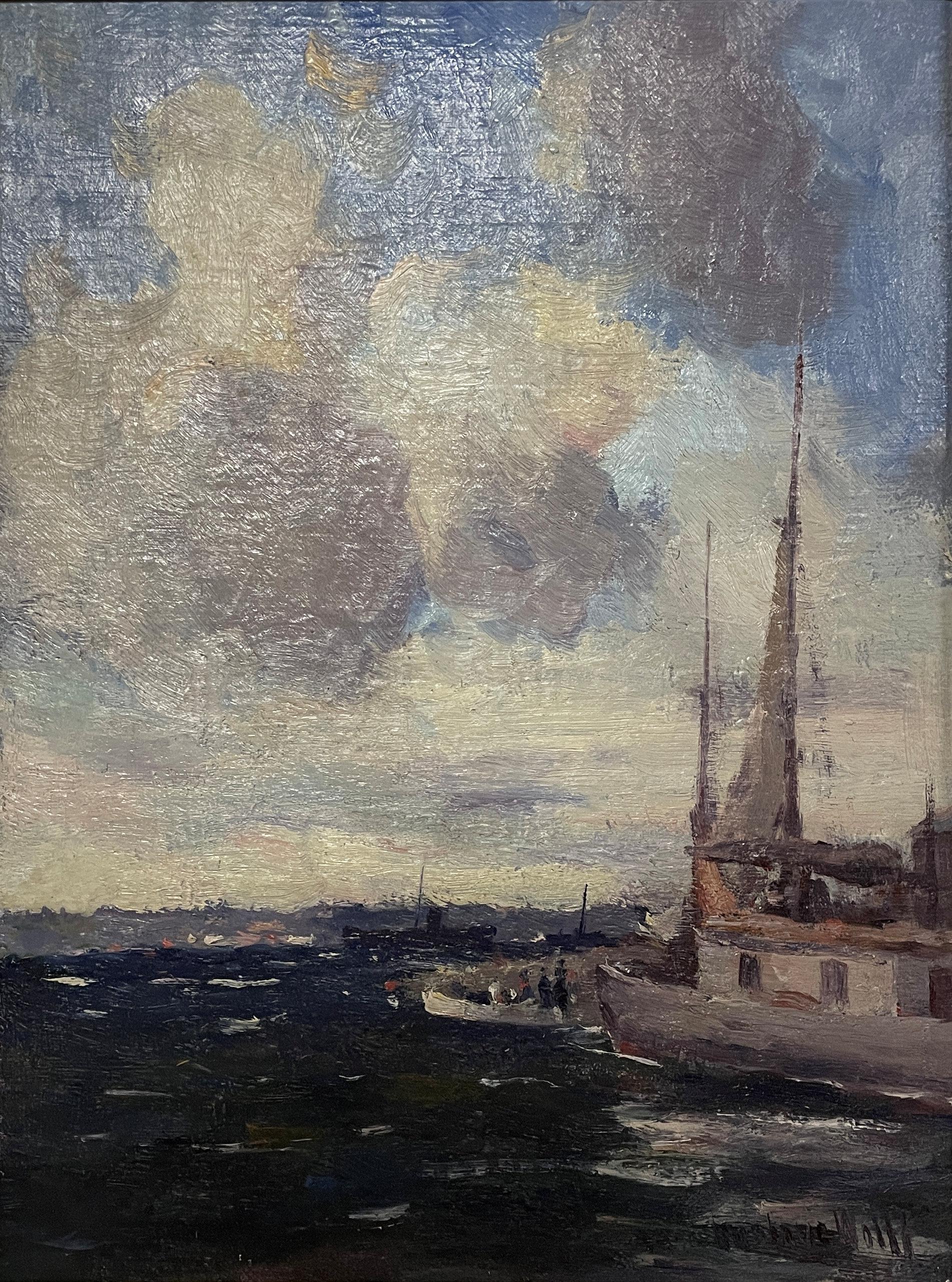 "View of New York Harbor, Staten Island Ferry, " Gustave Wolff, Impressionism