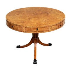 Antique Gustavian 1820 Round Birchwood and Birchroot Empire Center Table, Sweden