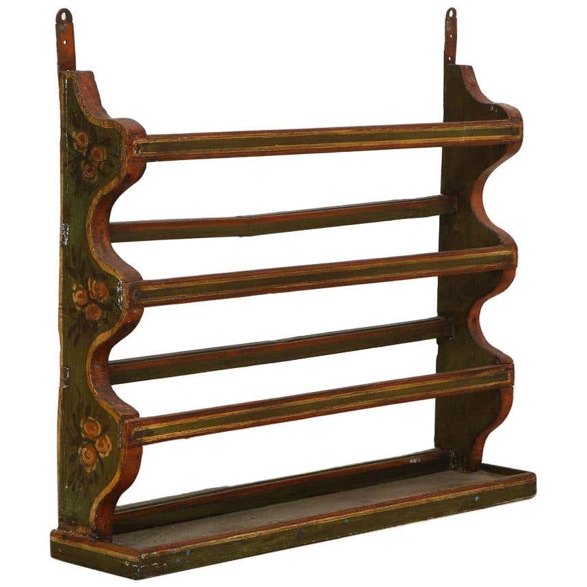 Gustavian, 18th Century Plate Rack with Original Rosemåling Painting ...