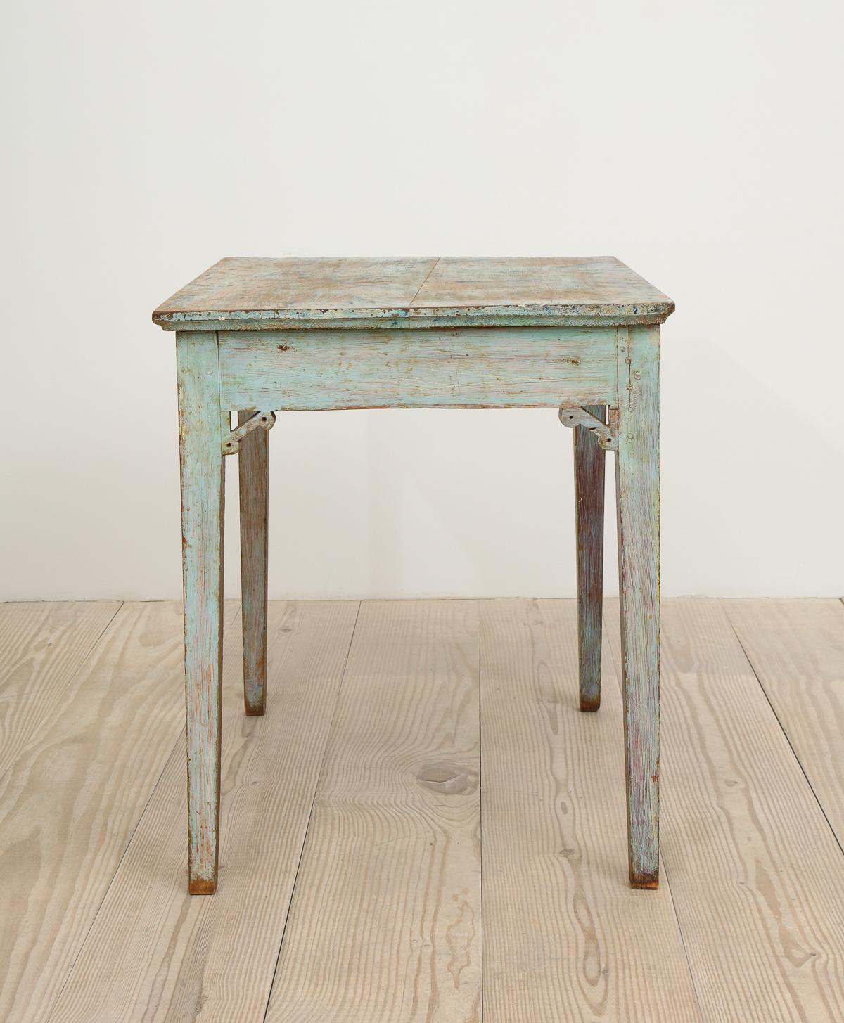 18th Century and Earlier Gustavian 18th Century Table with Faux Marble-Top Center Drawer, Origin: Sweden