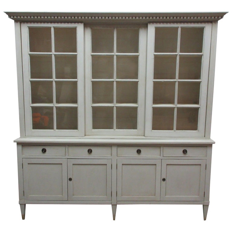 Gustavian 3Door Glass Top Hutch at 1stDibs