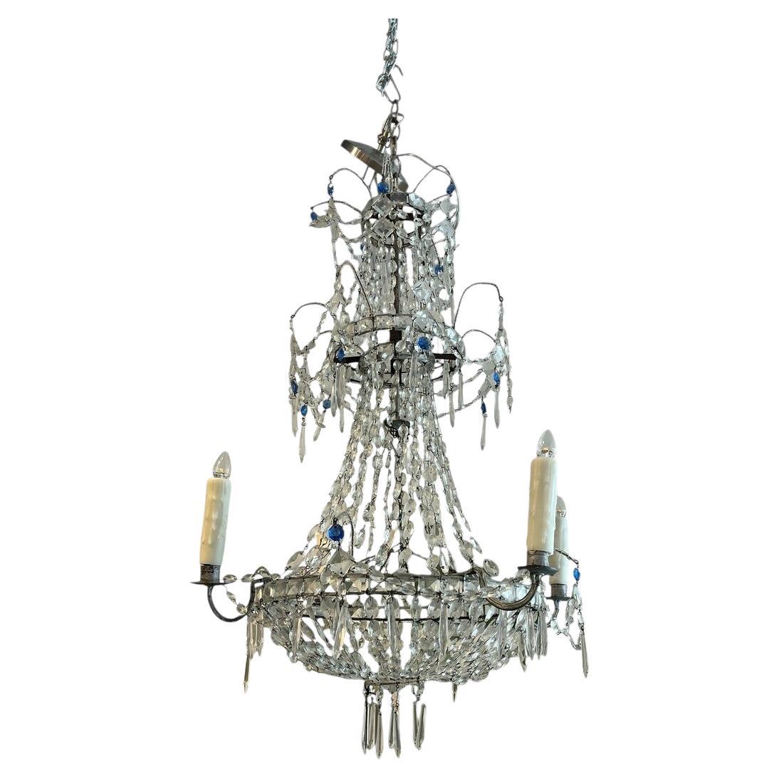 Lampadario Gustavian a 4 luci, ricablato