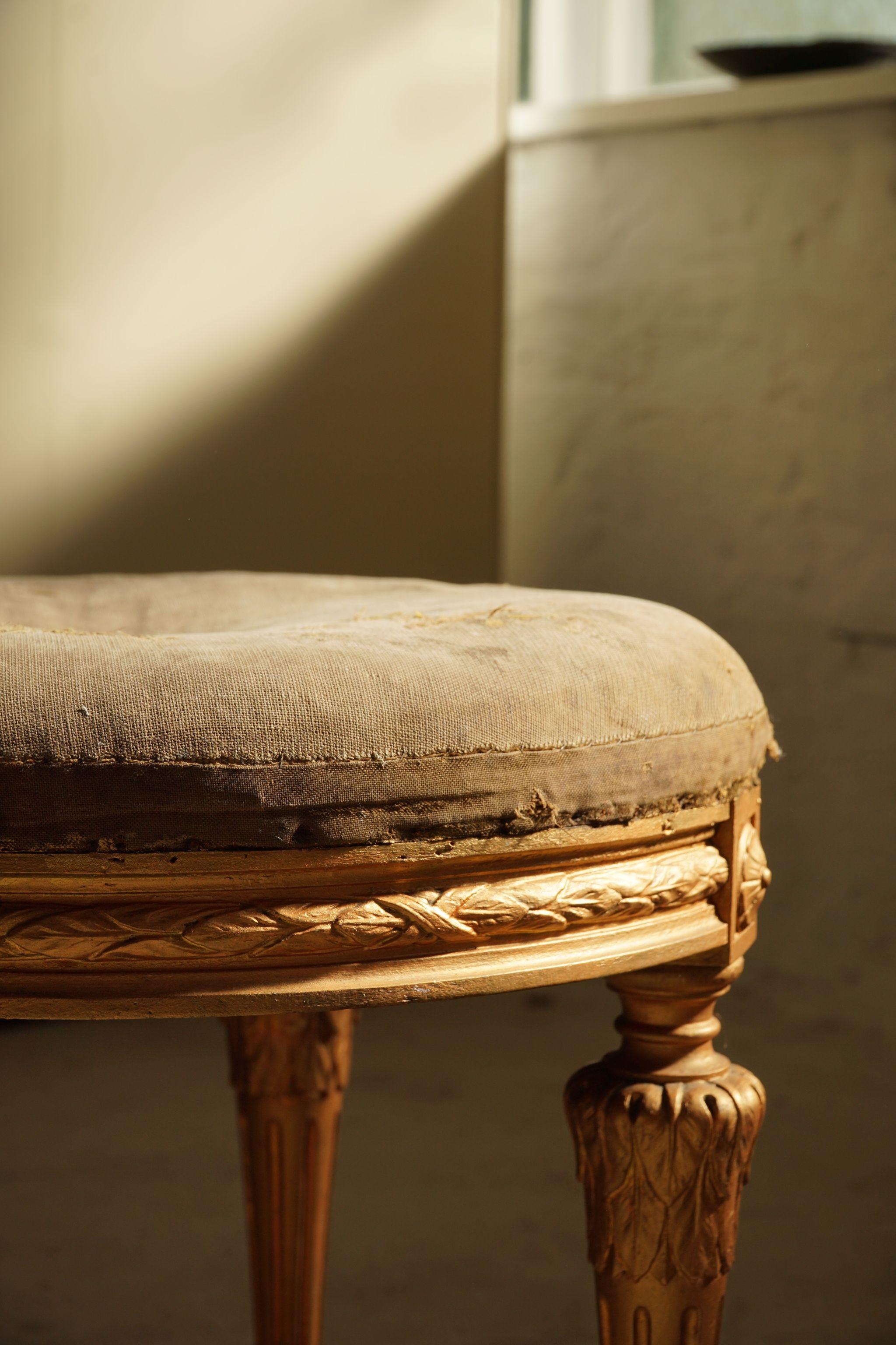 Gustavian Antique, Round Stool, Swedish Cabinetmaker, Late 18th Century For Sale 3