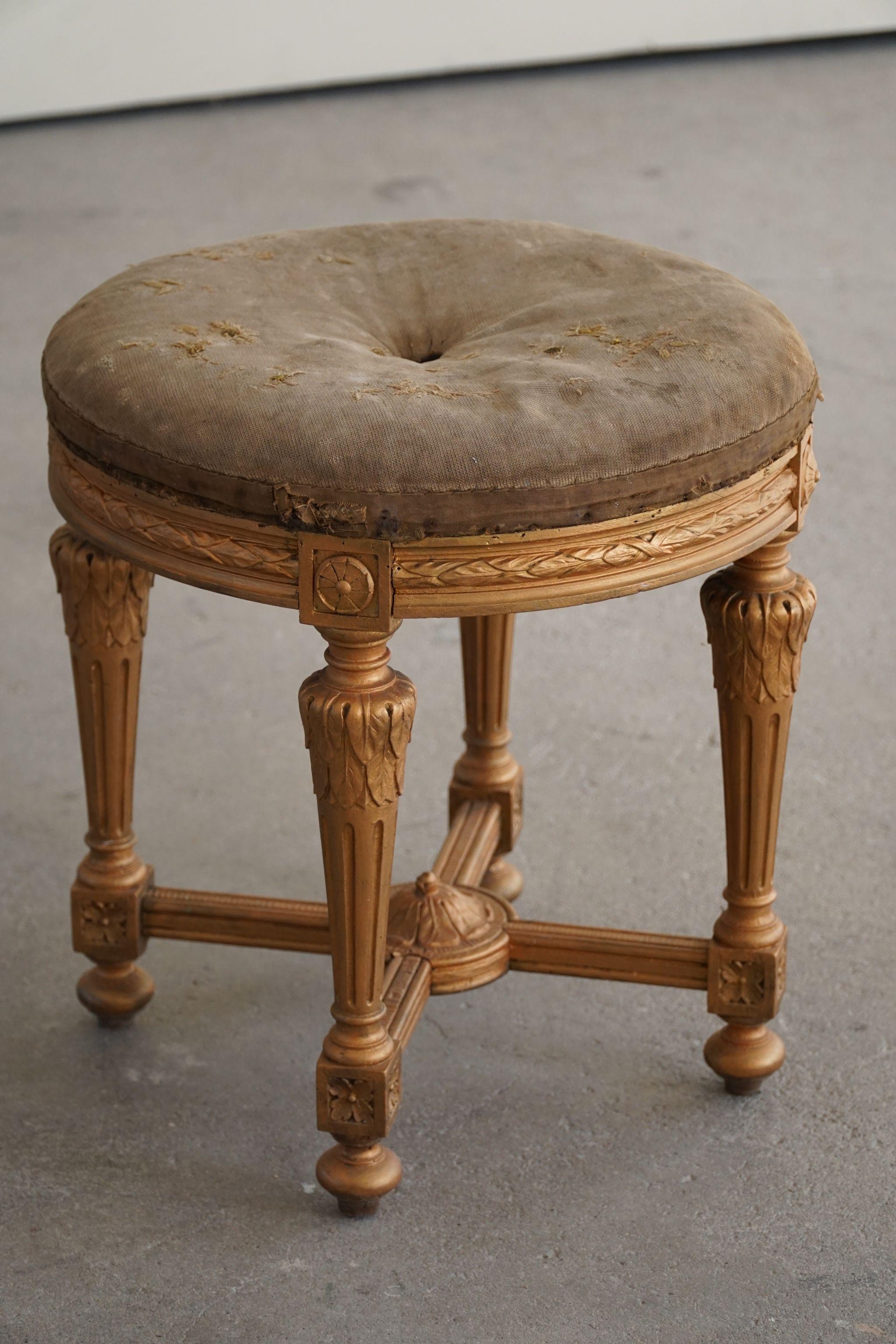 Gustavian Antique, Round Stool, Swedish Cabinetmaker, Late 18th Century For Sale 5