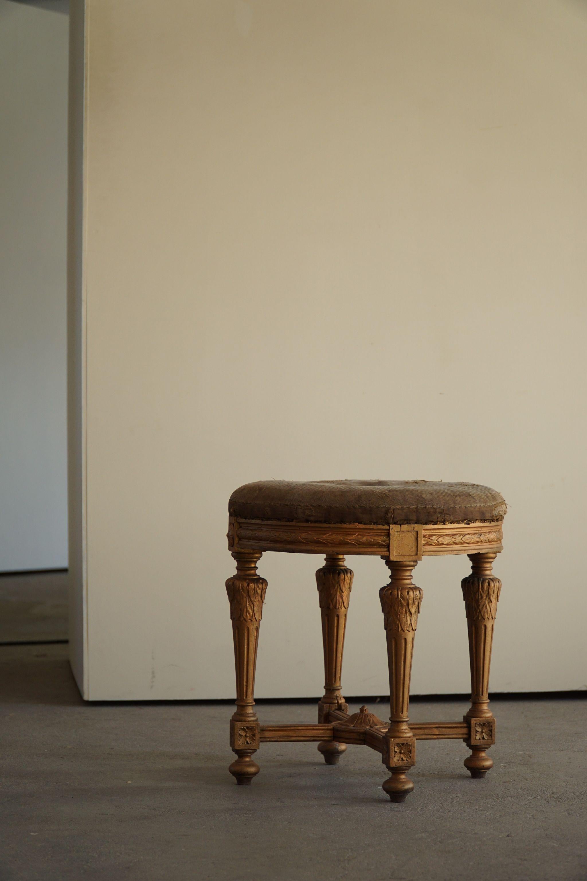 Gustavian Antique, Round Stool, Swedish Cabinetmaker, Late 18th Century For Sale 1