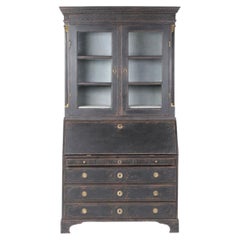 Gustavian Black-Painted Bureau Cabinet, Sweden