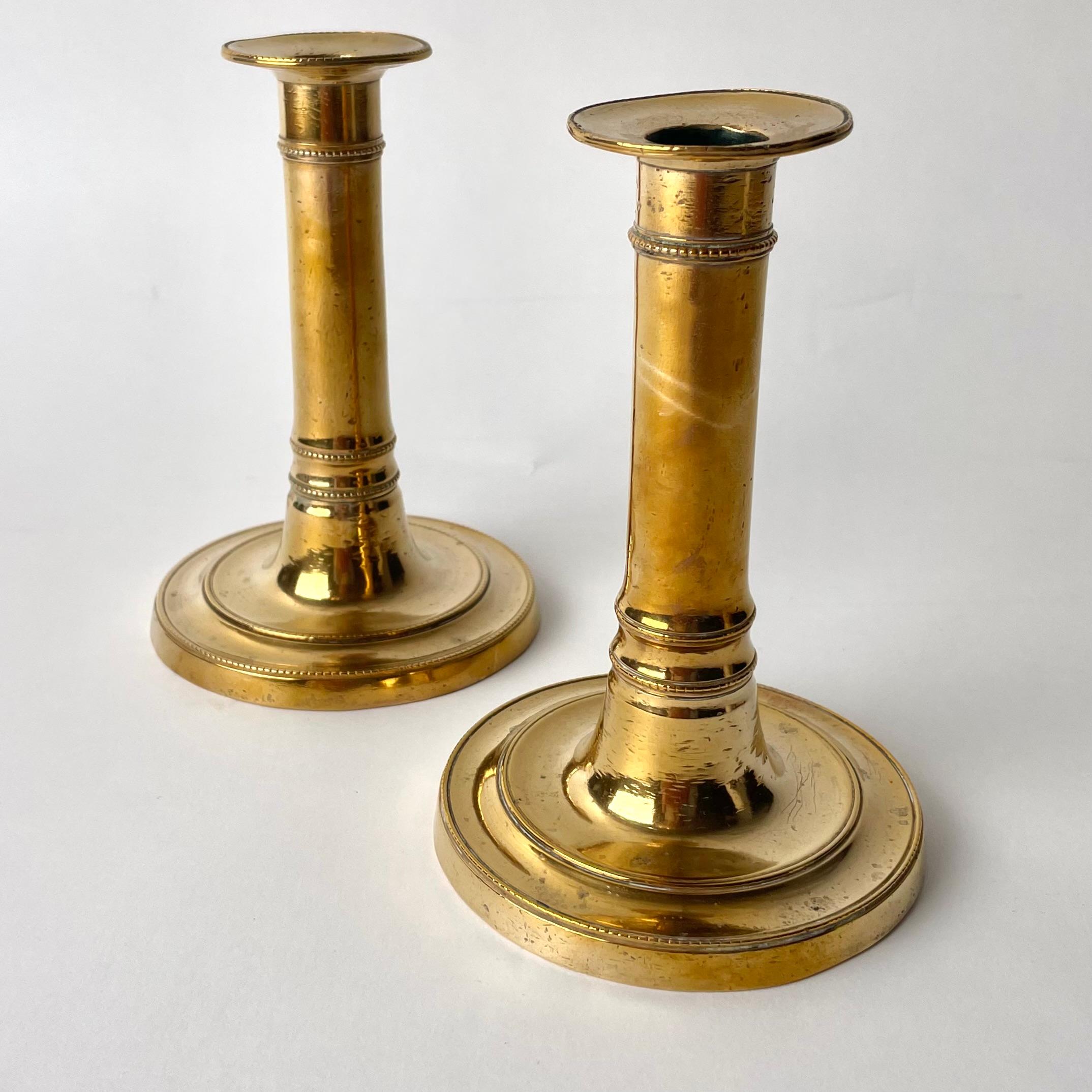 Swedish Gustavian Brass Candlesticks, Sweden 18th century For Sale