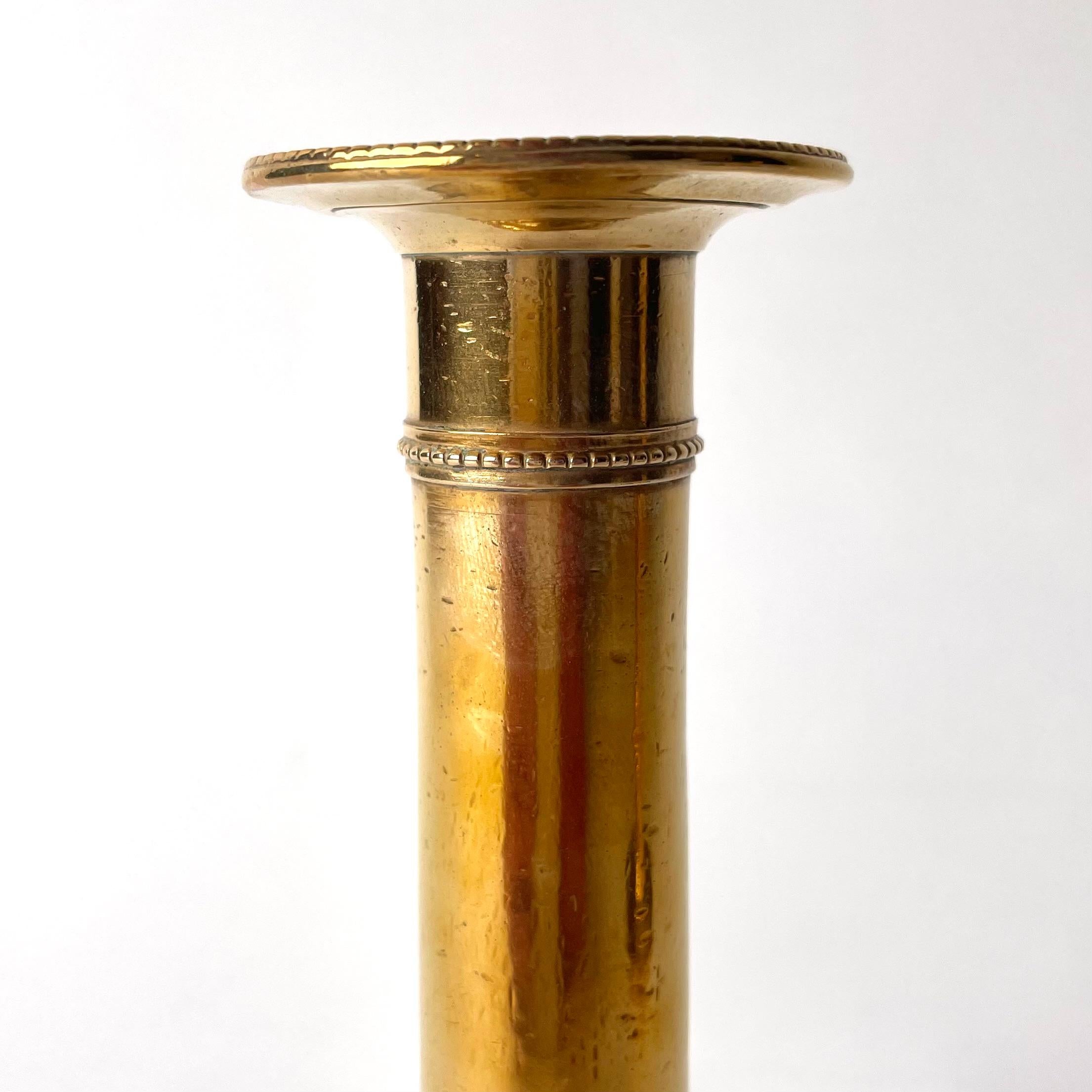 Gustavian Brass Candlesticks, Sweden 18th century In Good Condition For Sale In Knivsta, SE