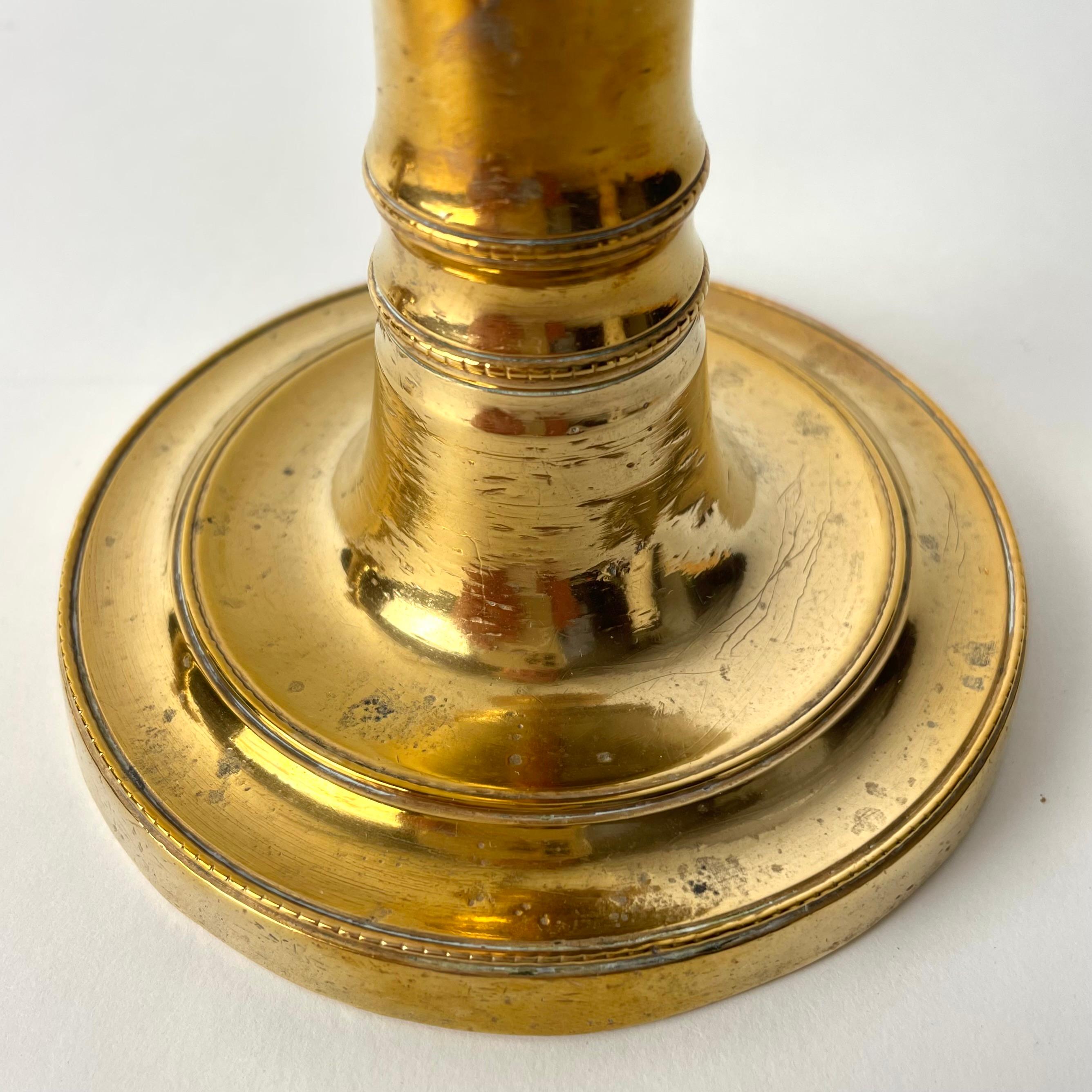 Gustavian Brass Candlesticks, Sweden 18th century For Sale 3
