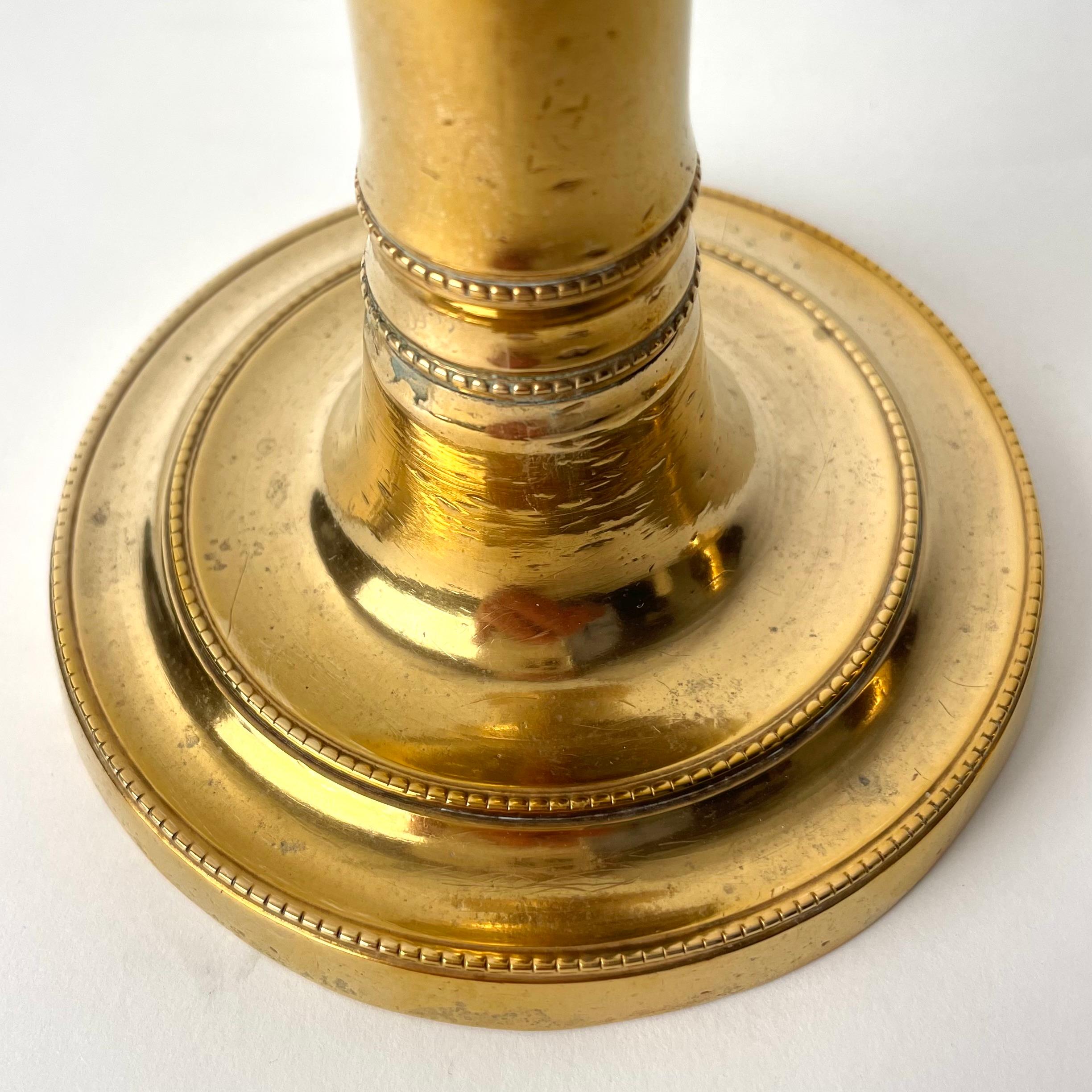 Gustavian Brass Candlesticks, Sweden 18th century For Sale 4