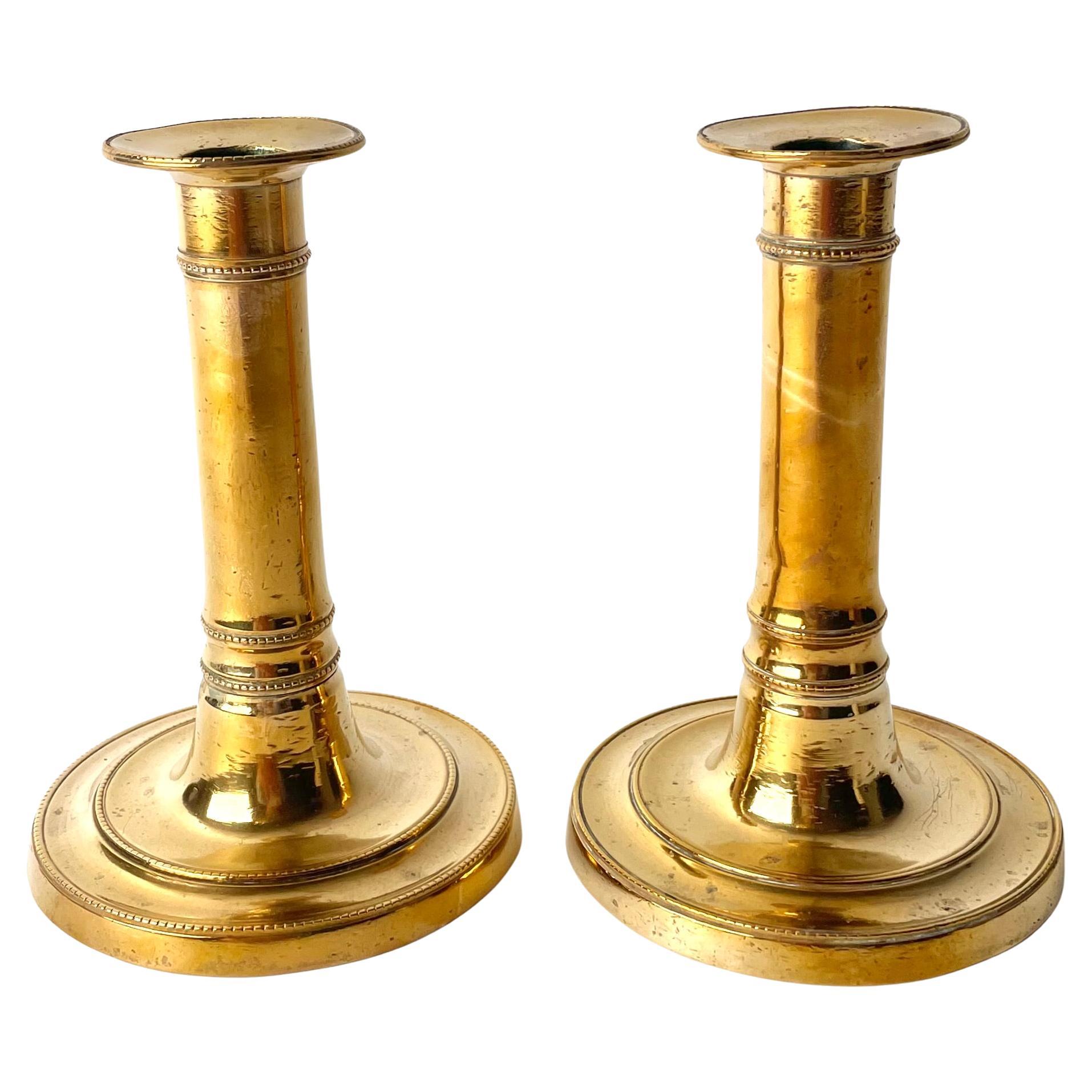 Gustavian Brass Candlesticks, Sweden 18th century