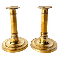 Antique Gustavian Brass Candlesticks, Sweden 18th century