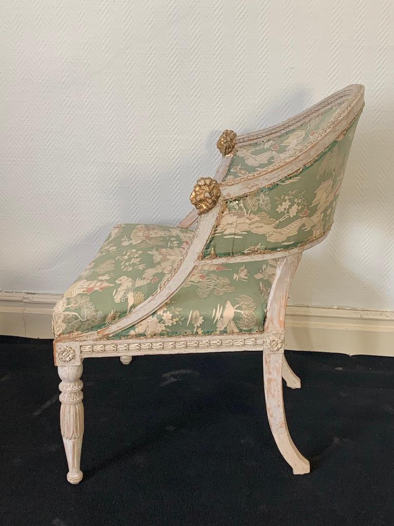Swedish Gustavian Bucket chair, made in Stockholm For Sale