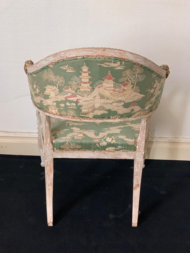 Wood Gustavian Bucket chair, made in Stockholm For Sale