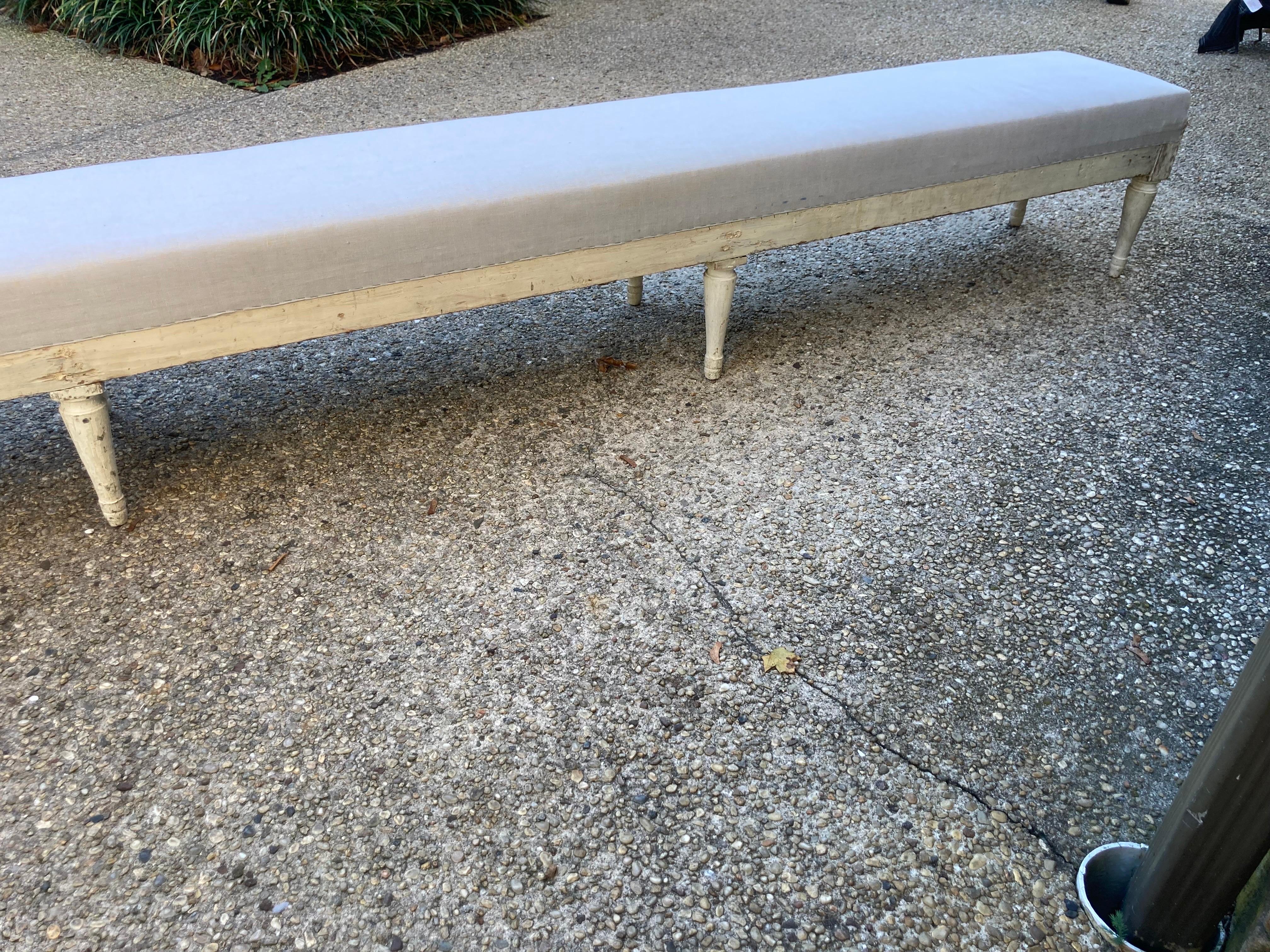 Gustavian Carved and Painted Bench For Sale 3
