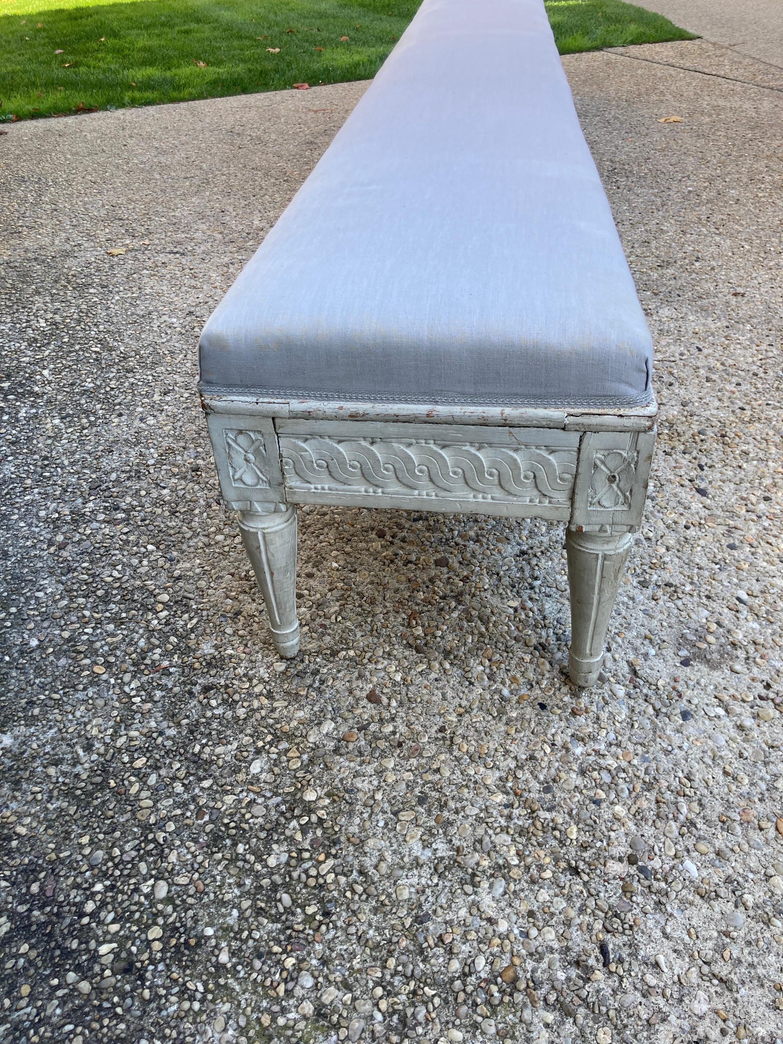 Gustavian Carved and Painted Bench For Sale 4