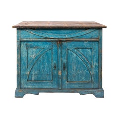 Gustavian Chalk Blue Painted Two-Door Cabinet