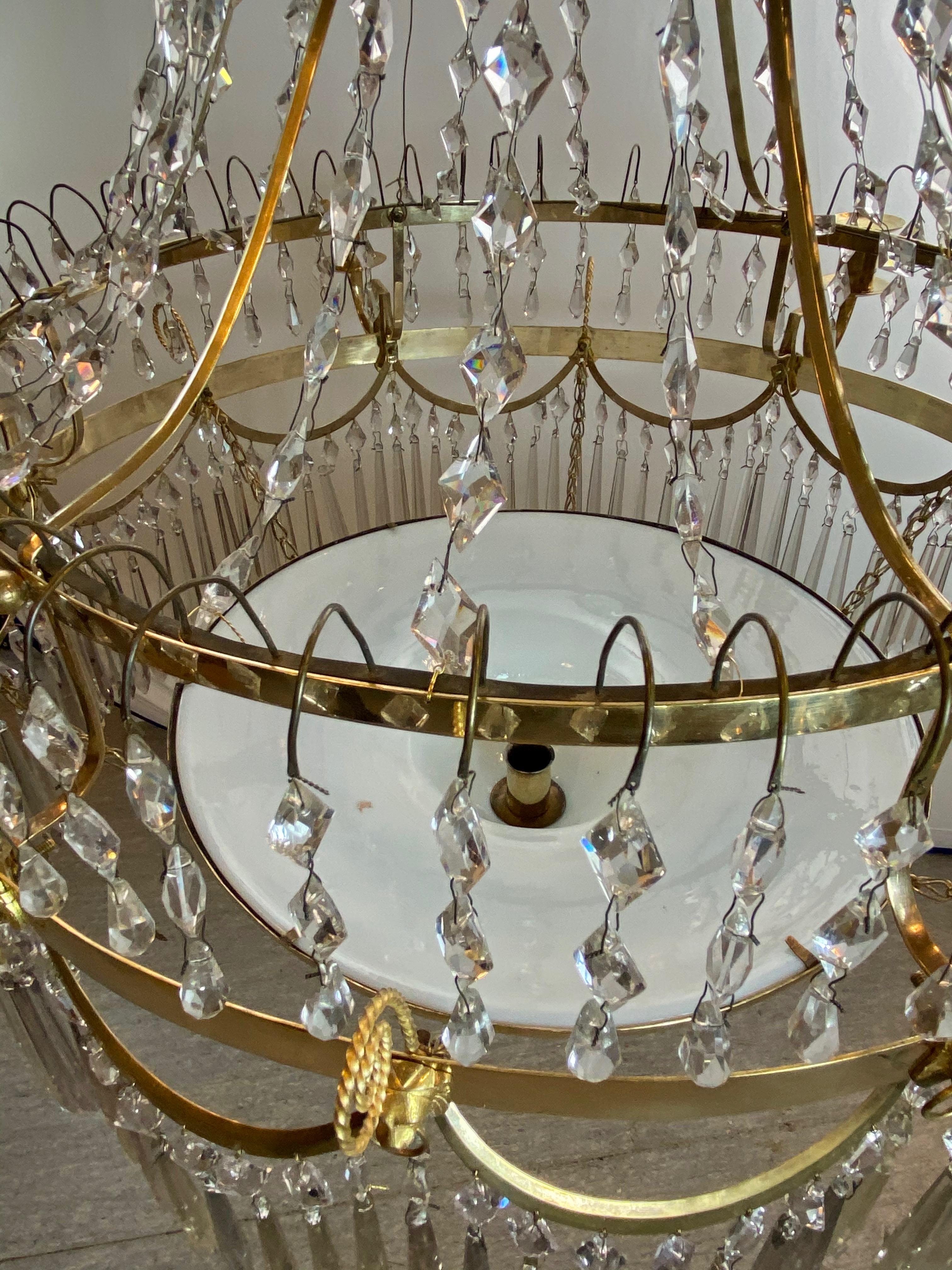 A really unusual Gustavian chandelier made circa year 1800. This is the best quality of this period that exists and in a great condition. The shape and proportions are typical Swedish for this period but everything is better than on the average