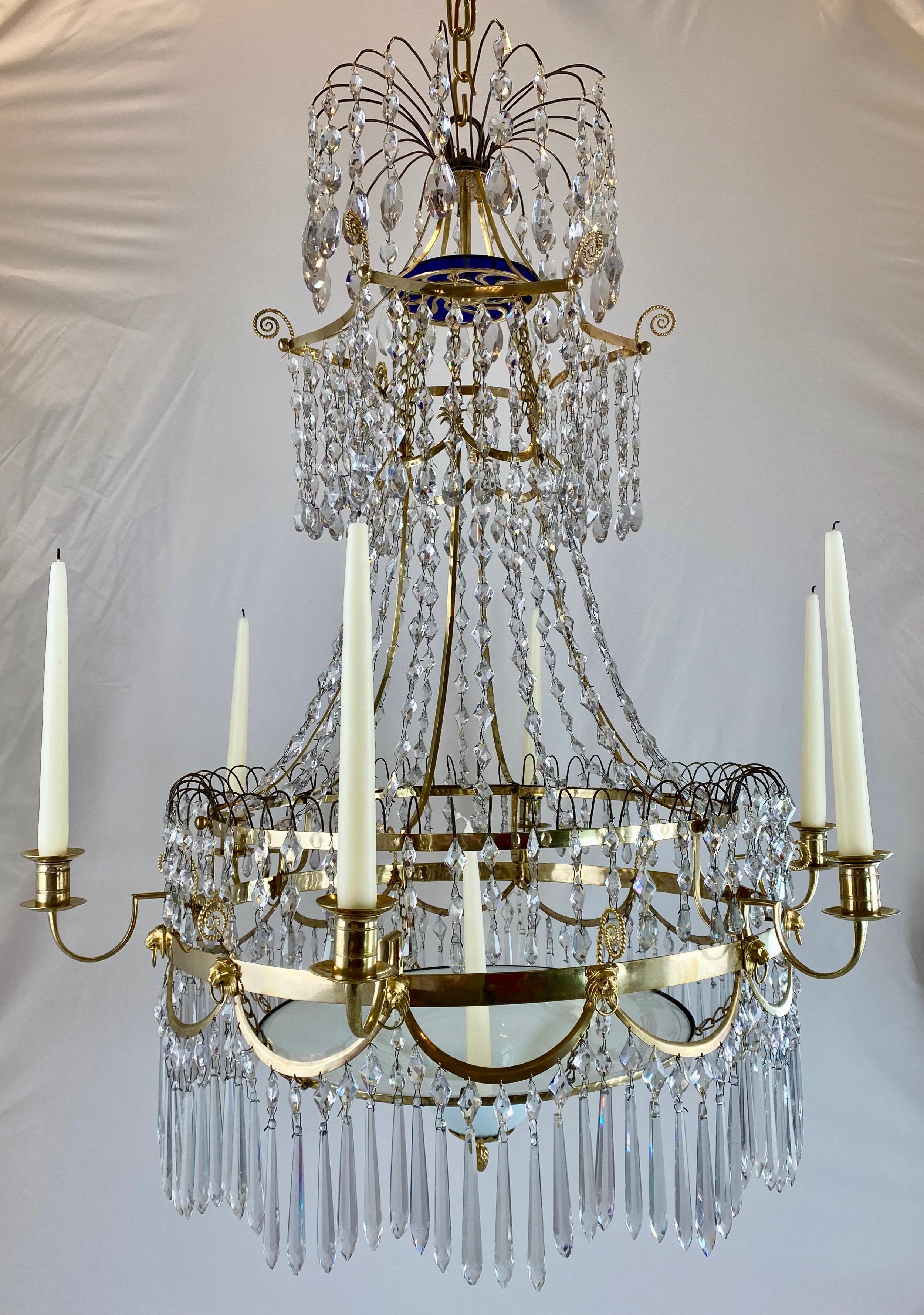 Gilt Gustavian Chandelier, Sweden, Late 18th Century