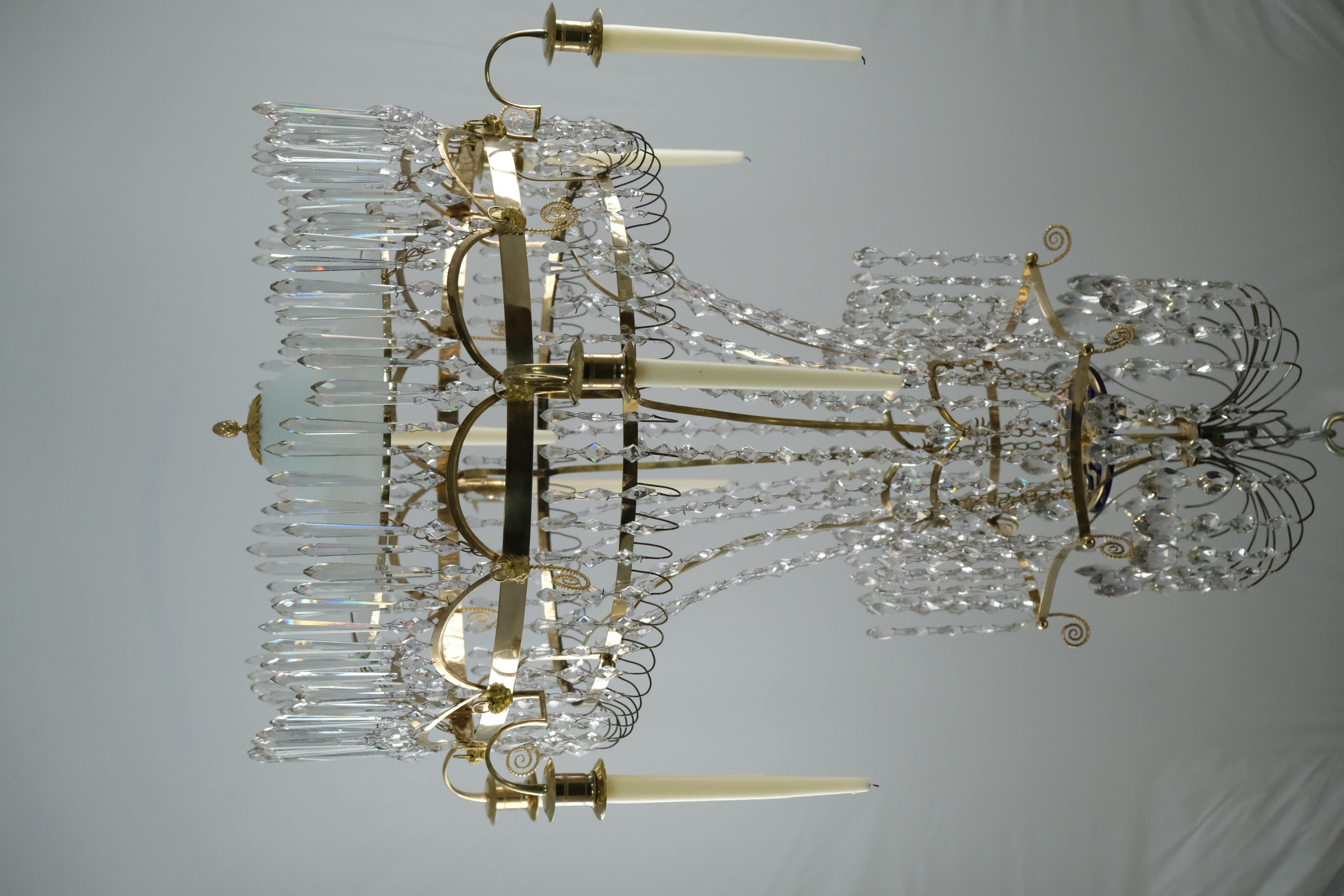 Brass Gustavian Chandelier, Sweden, Late 18th Century