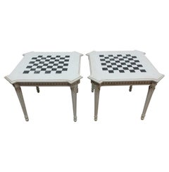 Gustavian Checker Table Pair