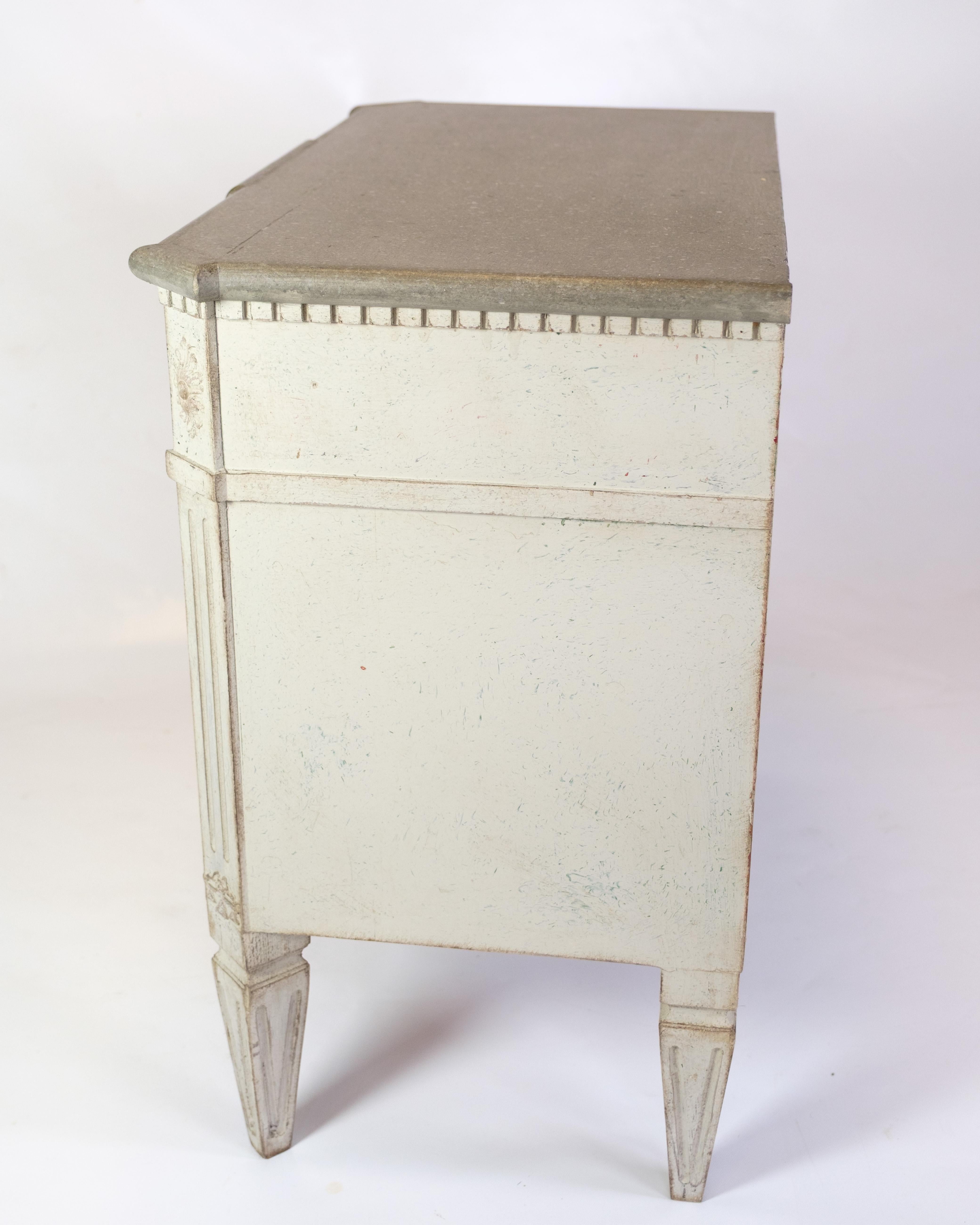 Gustavian Chest Of Drawers Grey Painted, Swedish Origin From 1840s For Sale 6
