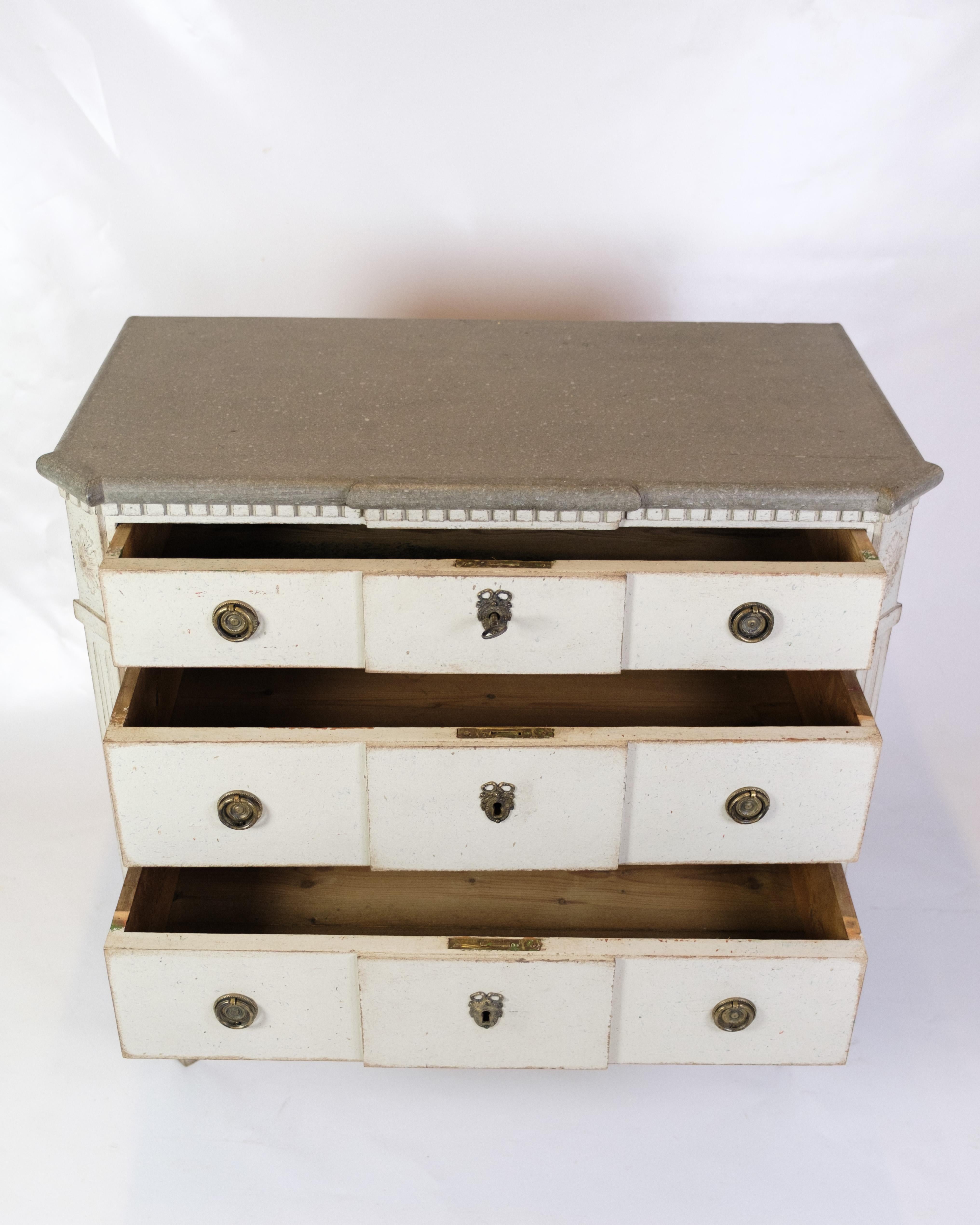 Wood Gustavian Chest Of Drawers Grey Painted, Swedish Origin From 1840s For Sale