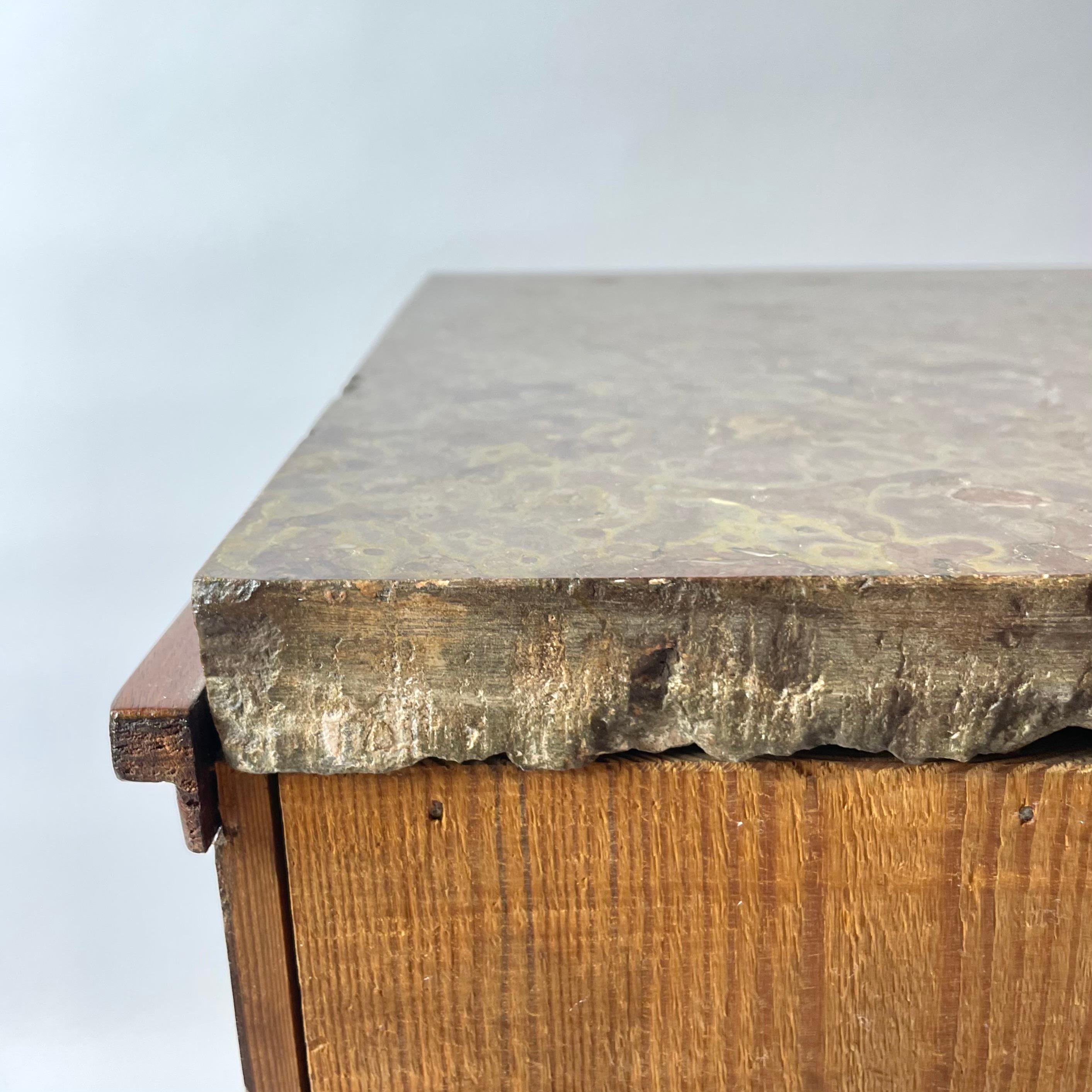 Gustavian Chest of drawers in mahogany with Limestone top with fossils, 1790s For Sale 9