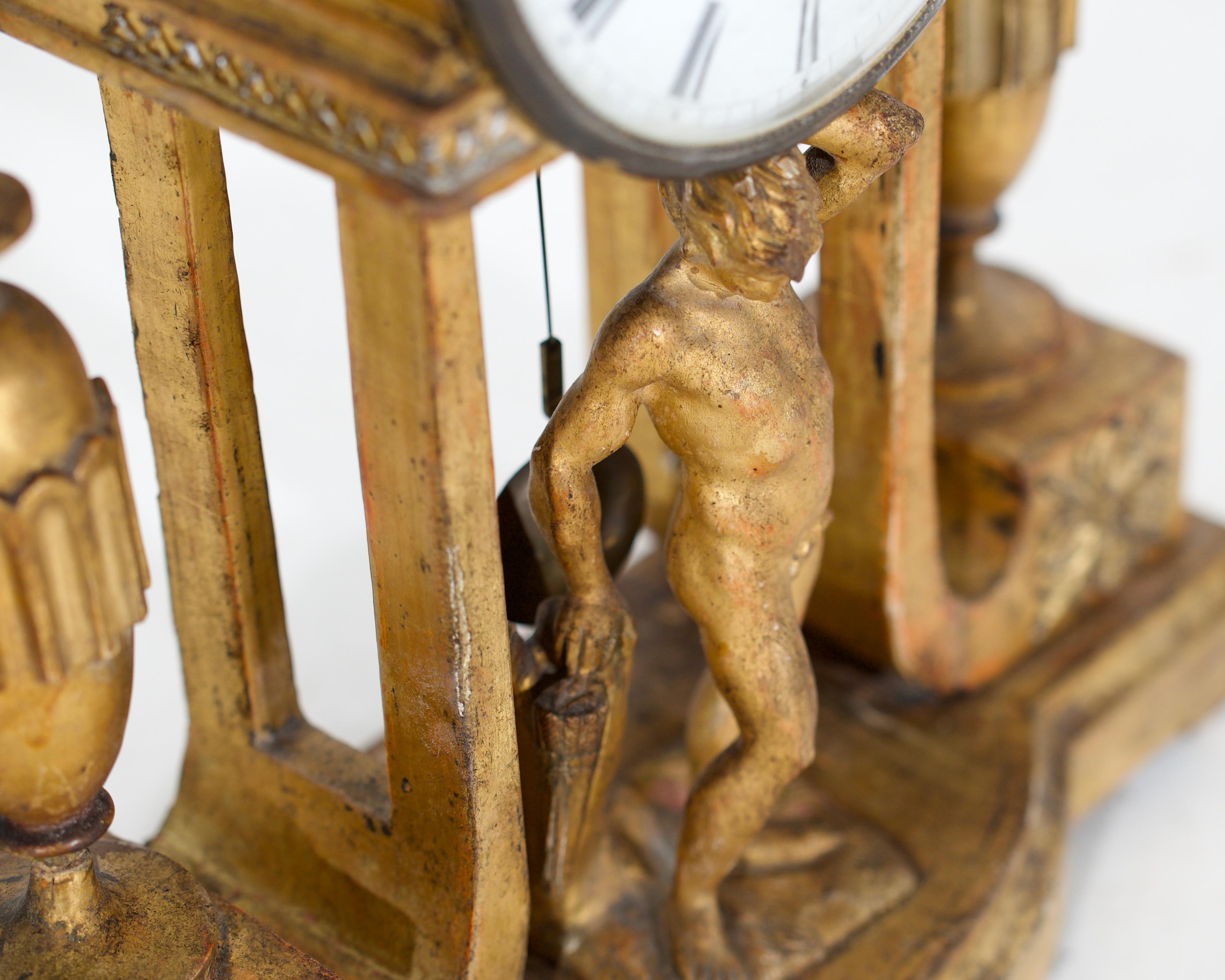Gustavian Clock in Original Gilt, circa 1790 For Sale 4