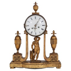 Gustavian Clock in Original Gilt, circa 1790