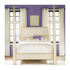 Gustavian Cream Painted Four Poster Bed, US King