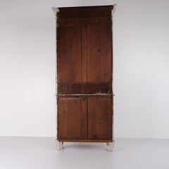 Gustavian Display Cabinet In Light Grey With Patina From 1790s