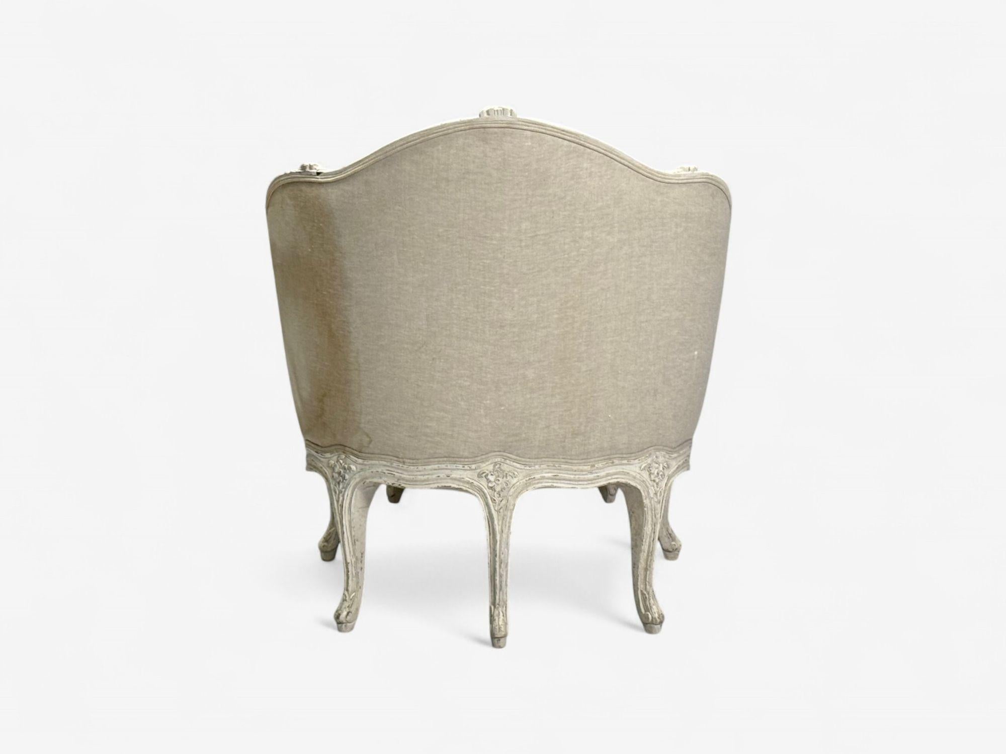 Gustavien, peinture blanche vieillie, lin, banquette de jour suédoise, Suède, 20e siècle en vente 5
