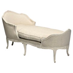 Gustavian, Distressed White Paint, Linen, Swedish Daybed, Sweden, 20th c.