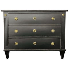 Gustavian Ebony Paint Distressed Commode, Nightstand, Chest 19th Century