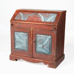 Gustavian Fall-Front Bureau in Original Paint, Sweden, Circa 1800