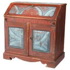 Gustavian Fall-Front Bureau in Original Paint, Sweden, Circa 1800