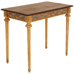 Gustavian Gilt Freestanding Console Table with Black Wood Top