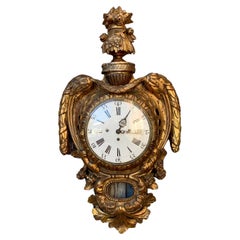 Antique Gustavian Gilt Wall Clock, Early 1800's