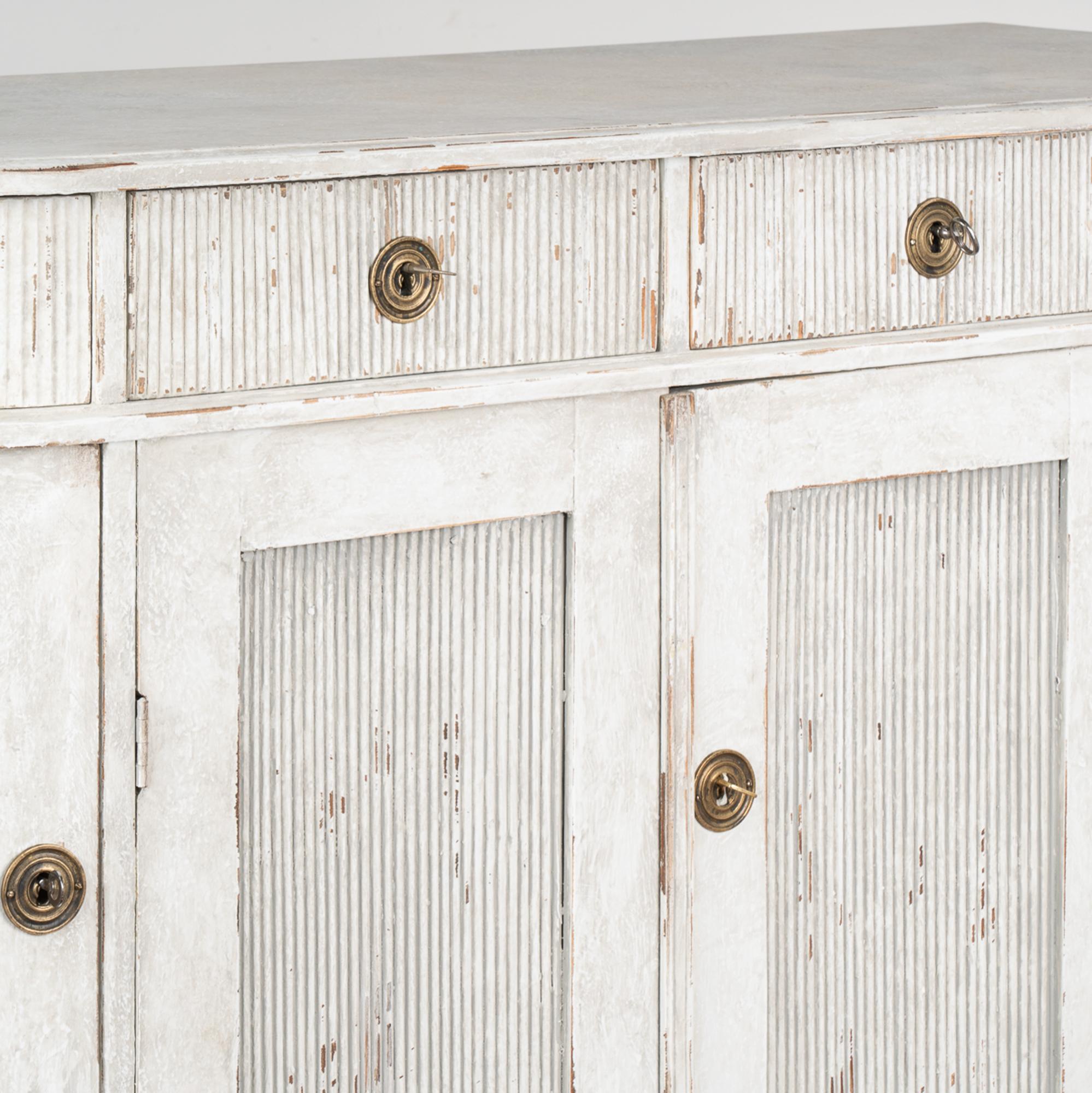 19th Century Gustavian Gray Painted Sideboard Buffet, Sweden circa 1860-80 For Sale