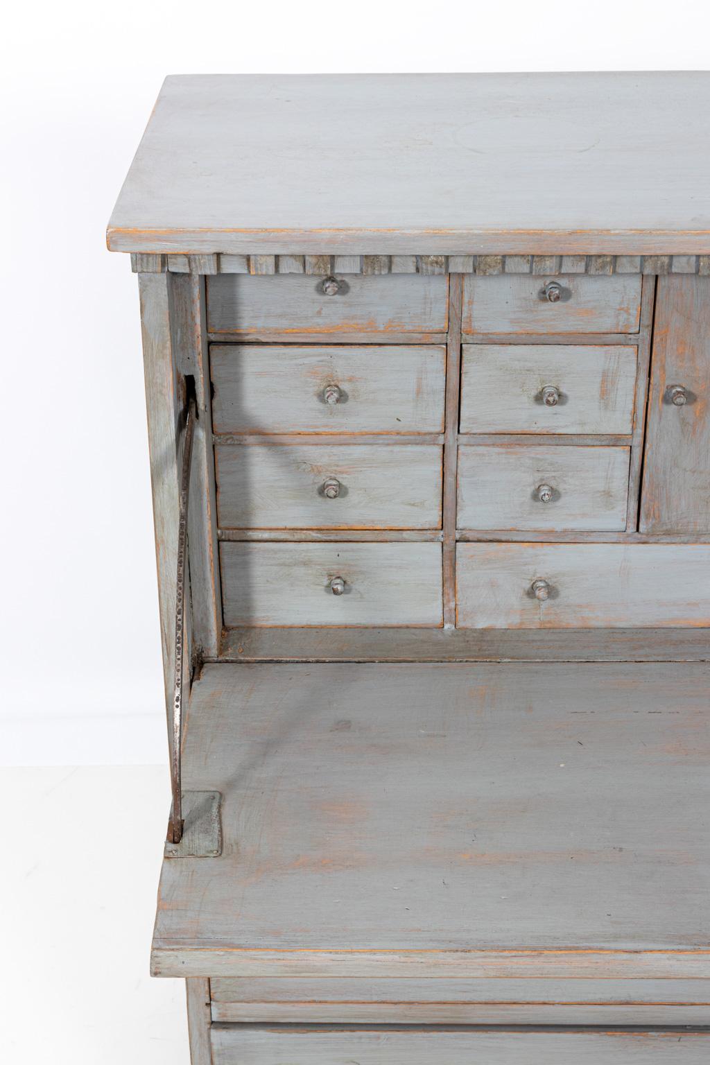 Wood Gustavian Gray Painted Writing Bureau For Sale