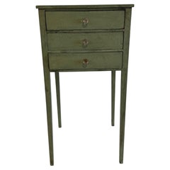 Gustavian Green Painted Bedside Nightstand End Table with Drawers
