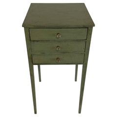 Gustavian Green Painted Bedside Nightstand End Table with Drawers